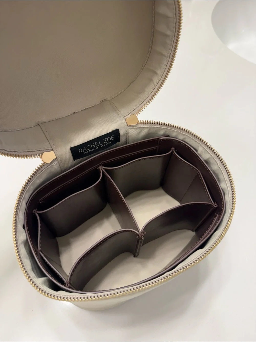 Rachel Zoe Sage Suede and Dark Brown Faux Leather Vanity Case  NWT